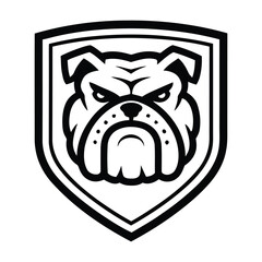 Bulldog Mascot Shield – Aggressive Dog Head Emblem Logo Illustration