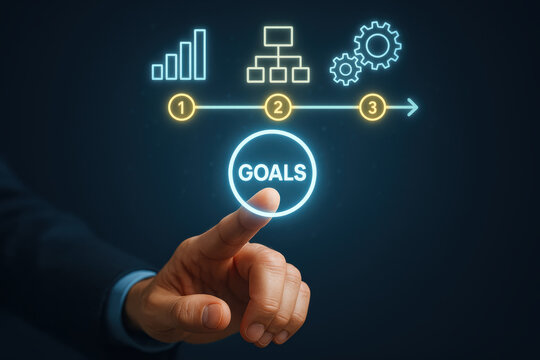 Motivating goals and milestone inspire progress through smooth workflow animations driving growth and achievement