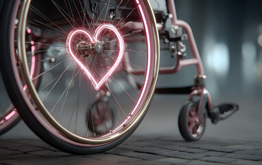 Wheelchair and heart symbol for international day of persons with disabilities awareness. High quality