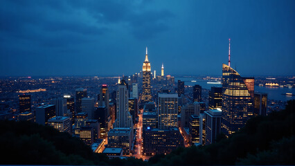 Obraz premium Warm Blue Embrace: City's Twilight Hues