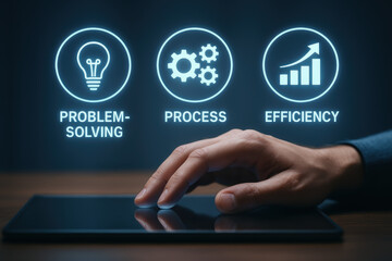 Naklejka premium Problem solving process and efficiency empower success and growth through innovation and strategic development