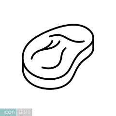 Outline Steak Vector Icon for Restaurants