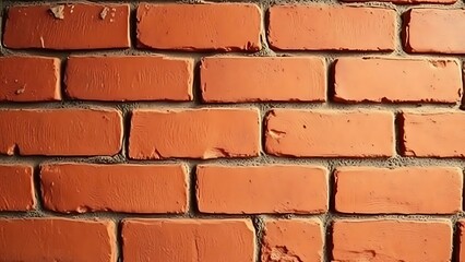 Obraz premium Close-up of a red brick wall with vintage warm tones and detailed surface texture under even lighting.