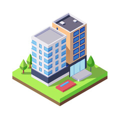 isometric building isometric vector