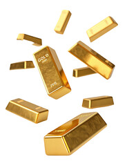 Shiny gold bars floating in dark background symbolizing wealth investment finance luxury value asset