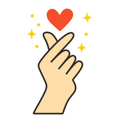 Hand Heart Sign Graphic Element Style Illustration