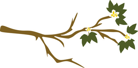 Tree Branch Illustration with Flowers
