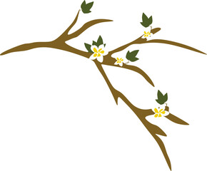 Tree Branch Illustration with Flowers