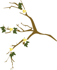 Tree Branch Illustration with Flowers