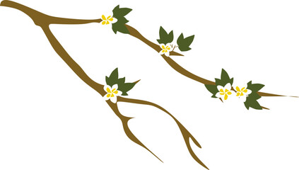 Tree Branch Illustration with Flowers