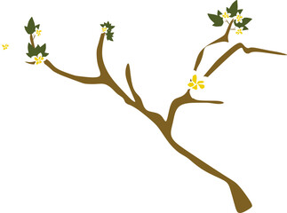 Tree Branch Illustration with Flowers