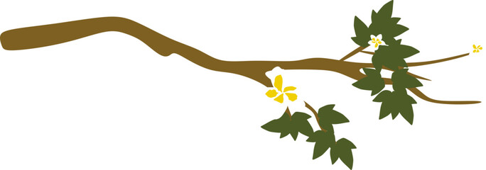 Tree Branch Illustration with Flowers