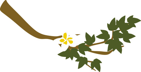 Tree Branch Illustration with Flowers