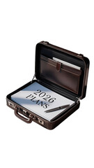A briefcase displaying the plans for the year 2026.