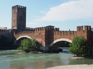Red brick bridge Castelvecchio in Verona