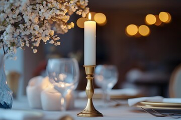 Tall Golden Candlestick Holder Radiating Elegance