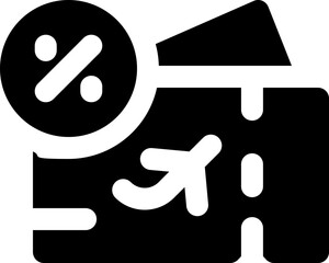 discount ticket glyph icon. Strong and solid vector icon for websites, mobile interfaces, presentations, and visual branding. High quality and easy to edit.