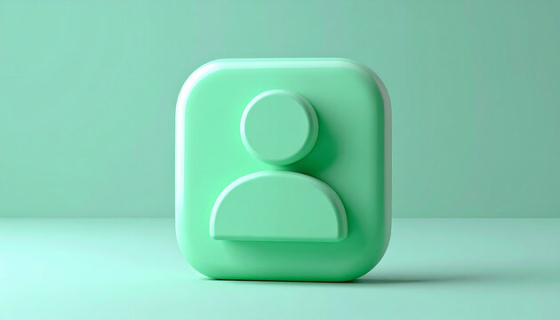 Pastel green 3D person icon isolated on clean background. Profile, login and social media concept