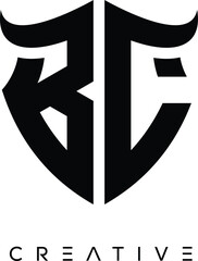 BL Shield Monogram Logo with Bull Horn – Bold Emblem Symbol for Security, Protection and Modern Branding