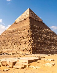 Ancient pyramid in desert landscape