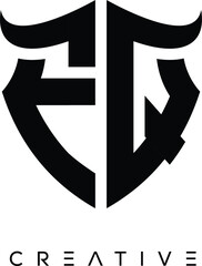 FQ Shield Monogram Logo with Bull Horn – Bold Emblem Symbol for Security, Protection and Modern Branding