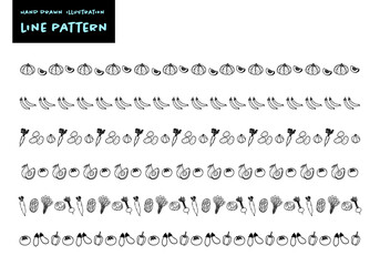 シンプルな手書きのかわいい野菜イメージ飾り罫セット