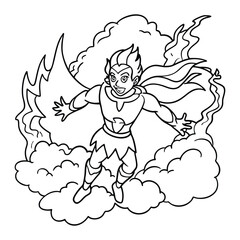 Skyfire, kids line art doodle pattern design t shirt silhouette and vector, intricate line art design, relaxing printable, high-quality illustration for stress relief, art therapy activity.