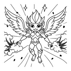 Skyfire, kids line art doodle pattern design t shirt silhouette and vector, intricate line art design, relaxing printable, high-quality illustration for stress relief, art therapy activity.