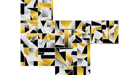 Gold, black, white abstract geometric luxury decor