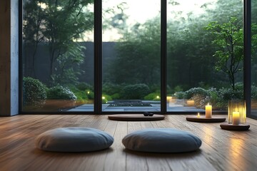 Clean and Peaceful Minimalist Room Designed for Meditation Practice