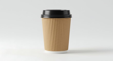 Paper Coffee Cup with Black Lid Mockup