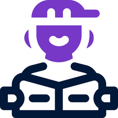 person reading map duotone icon. Sleek and modern vector icon for websites, mobile apps, marketing materials, and corporate design. Fully scalable and ready to use.