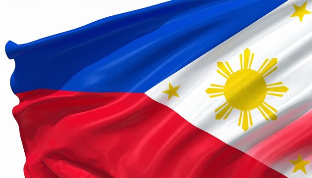 The flag of Philippines waving naturally detailed fabric folds white background with soft highlights