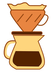 Pour over coffee brewing illustration