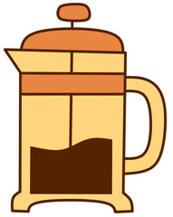 Illustration of french press coffee maker