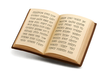 Obraz premium Ancient Book with Hebrew Script Open Pages