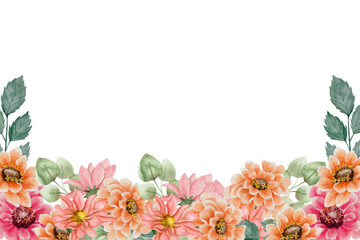 Watercolor flowers background vector for design.