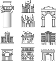 Architectural Line Art IconsArchitectural Line Art Icons