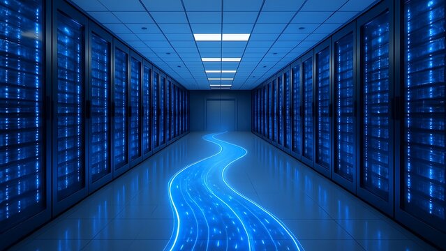 Server racks in server room data center.