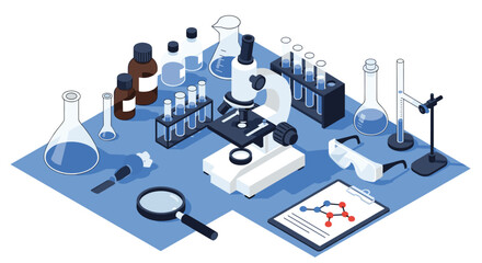 Obraz premium A science laboratory setup showcasing various research equipment and scientific instruments for experiments and analysis.