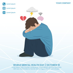 World Mental Health Day design with a person has mental health issue