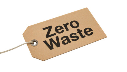Zero waste brown label with string promoting sustainability and ecofriendly lifestyle practices