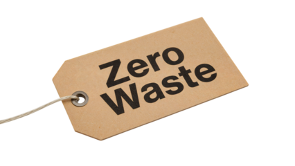 Zero waste brown label with string promoting sustainability and ecofriendly lifestyle practices