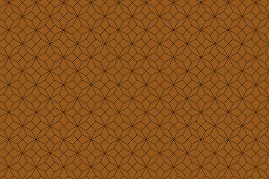 Abstract polygonal geometric vector seamless pattern with thin line star texture | Floral black modern design on brown background for fabric, decoration, art
