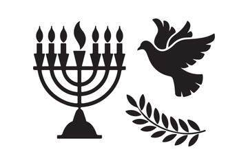 Menorah dove and laurel wreath symbols of peace and faith