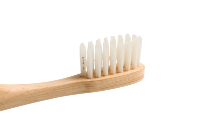 Ecofriendly bamboo toothbrush with soft bristles for sustainable oral care and zero waste lifestyle on the transparent background