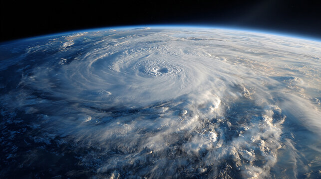 A powerful hurricane swirling over the Earths surface seen from space a breathtaking view of nature's fury