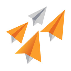 vector illustration of an orange origami plane