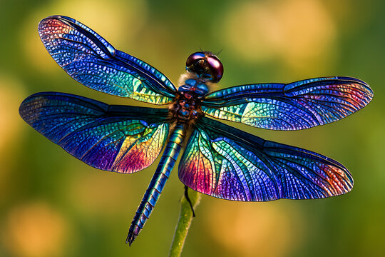 dragonfly on a yellow flower macro photography, insects wildlife  - Powered by Adobe