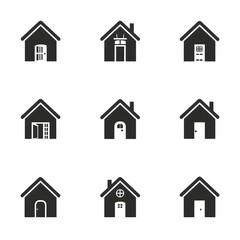 Home and Factory Icon Set | Minimal Vector Design for Industry, Real Estate, and Construction
